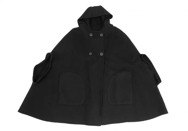 TSUMORI CHISATO Wool Nylon Hooded Double Poncho K-125308_002