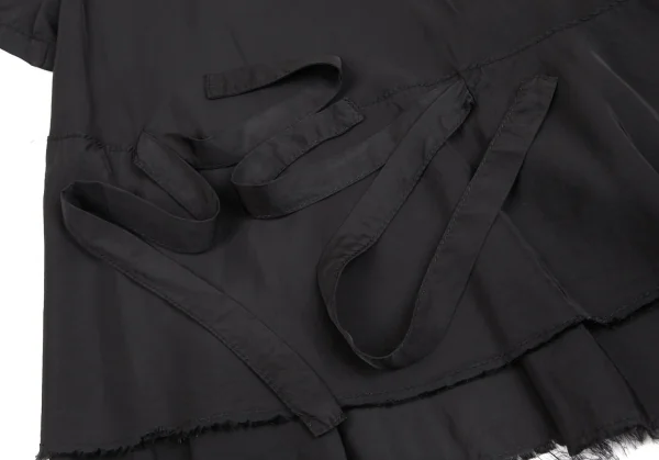 トリココムデギャルソンtricot COMME des GARCONSキュプラ裾裁ち切りラウンドカラープルオーバーブラウス 黒M K-125341_010