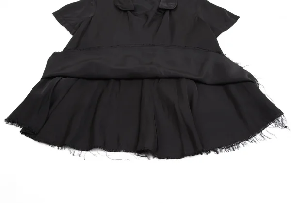 トリココムデギャルソンtricot COMME des GARCONSキュプラ裾裁ち切りラウンドカラープルオーバーブラウス 黒M K-125341_012