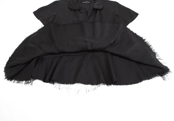 トリココムデギャルソンtricot COMME des GARCONSキュプラ裾裁ち切りラウンドカラープルオーバーブラウス 黒M K-125341_013