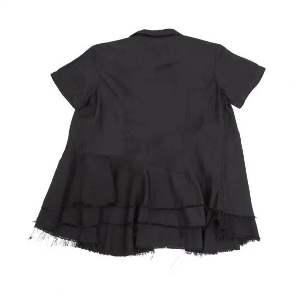 トリココムデギャルソンtricot COMME des GARCONSキュプラ裾裁ち切りラウンドカラープルオーバーブラウス 黒M K-125341_014