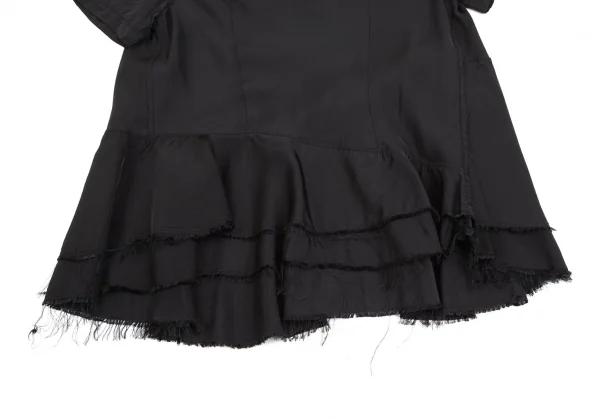 トリココムデギャルソンtricot COMME des GARCONSキュプラ裾裁ち切りラウンドカラープルオーバーブラウス 黒M K-125341_015