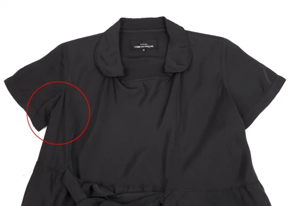 トリココムデギャルソンtricot COMME des GARCONSキュプラ裾裁ち切りラウンドカラープルオーバーブラウス 黒M K-125341_003