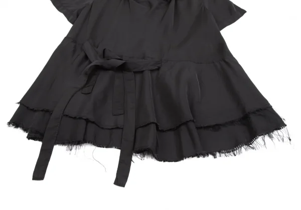 トリココムデギャルソンtricot COMME des GARCONSキュプラ裾裁ち切りラウンドカラープルオーバーブラウス 黒M K-125341_008