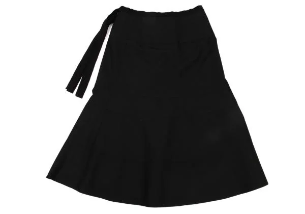 トリココムデギャルソンtricot COMME des GARCONS 混紡シルクハーフラップスカート 黒M K-125343_012