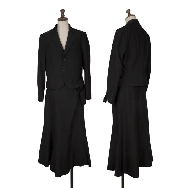 トリココムデギャルソンtricot COMME des GARCONS 混紡シルクハーフラップスカート 黒M K-125343_014