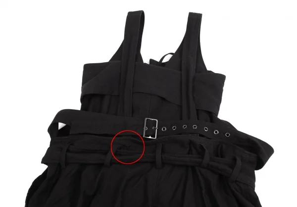 ヨウジヤマモトYohji Yamamoto collections コットンサスペンダーベルテッドデザインパンツ 黒1 K-125359_010