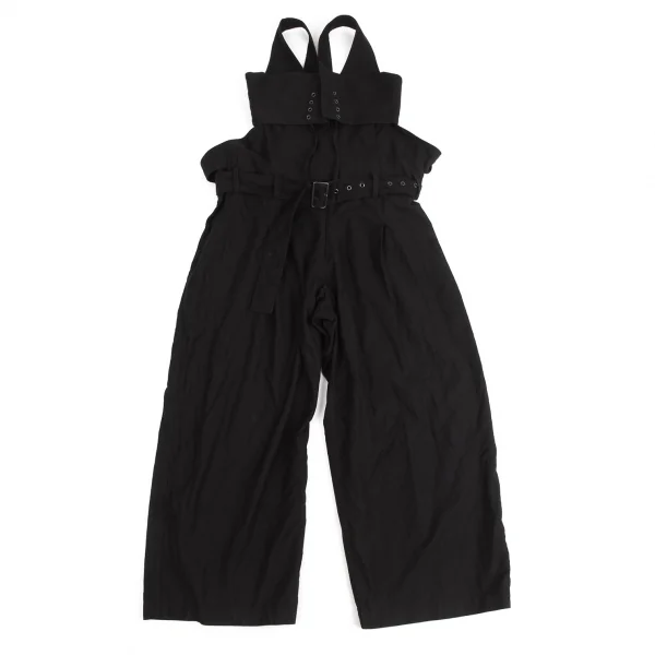 ヨウジヤマモトYohji Yamamoto collections コットンサスペンダーベルテッドデザインパンツ 黒1 K-125359_002