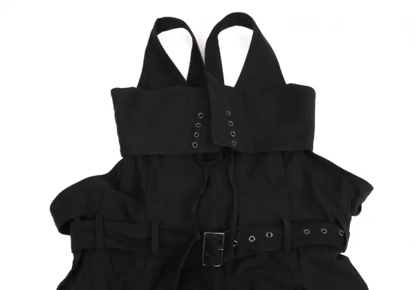 ヨウジヤマモトYohji Yamamoto collections コットンサスペンダーベルテッドデザインパンツ 黒1 K-125359_003
