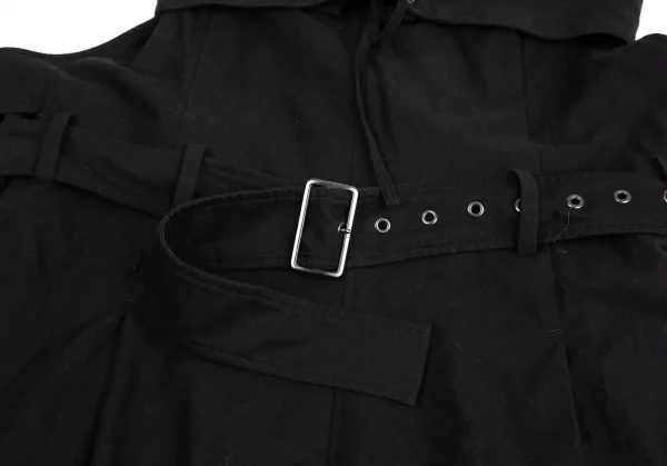 ヨウジヤマモトYohji Yamamoto collections コットンサスペンダーベルテッドデザインパンツ 黒1 K-125359_006