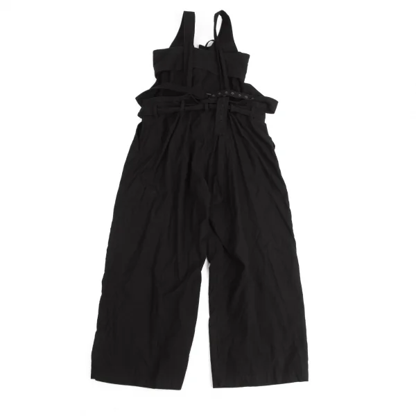 ヨウジヤマモトYohji Yamamoto collections コットンサスペンダーベルテッドデザインパンツ 黒1 K-125359_009
