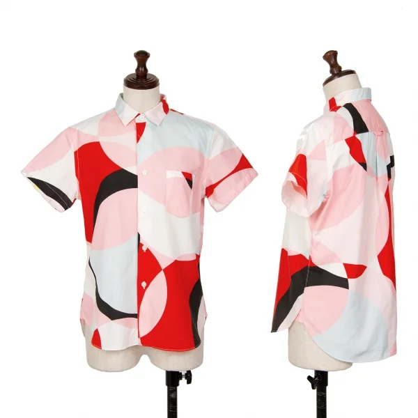 ジュンヤワタナベ コムデギャルソンJUNYA WATANABE COMME des GARCONS マルチサークルプリント半袖シャツ ピンク他S K-125363_001