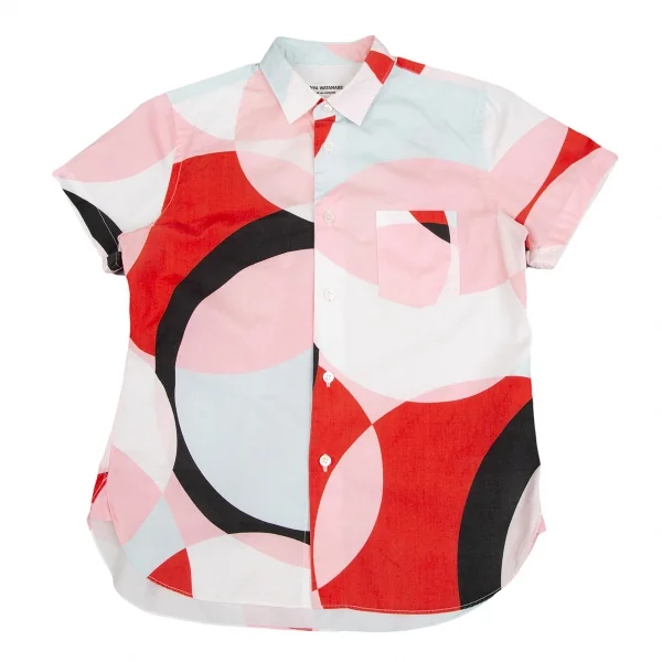 ジュンヤワタナベ コムデギャルソンJUNYA WATANABE COMME des GARCONS マルチサークルプリント半袖シャツ ピンク他S K-125363_002