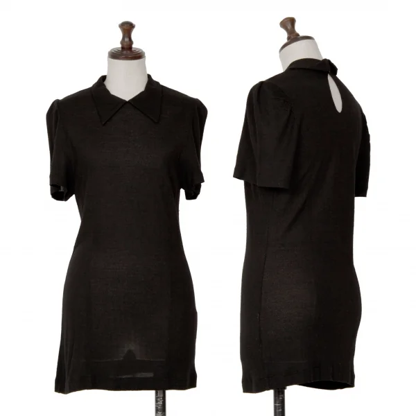 tricot COMME des GARCONS Rayon Knit Short Sleeve Shirt Black S-M K-125383_001
