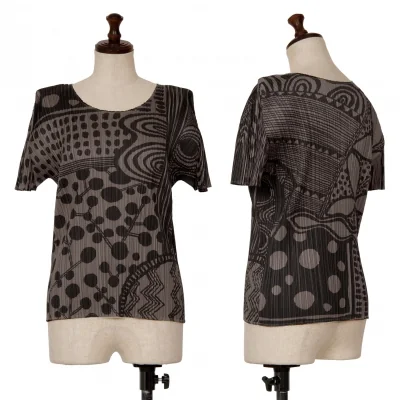 PLEATS PLEASE Multi Pattern Print Pleated T Shirt