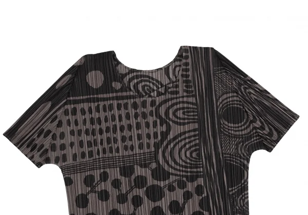 PLEATS PLEASE Multi Pattern Print Pleated T Shirt K-125389_003