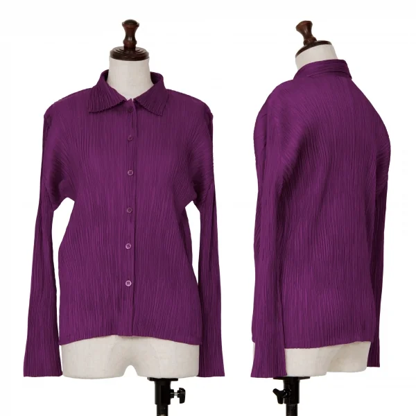 PLEATS PLEASE Pleated Long Sleeve Shirt Purple 3 K-125399_001