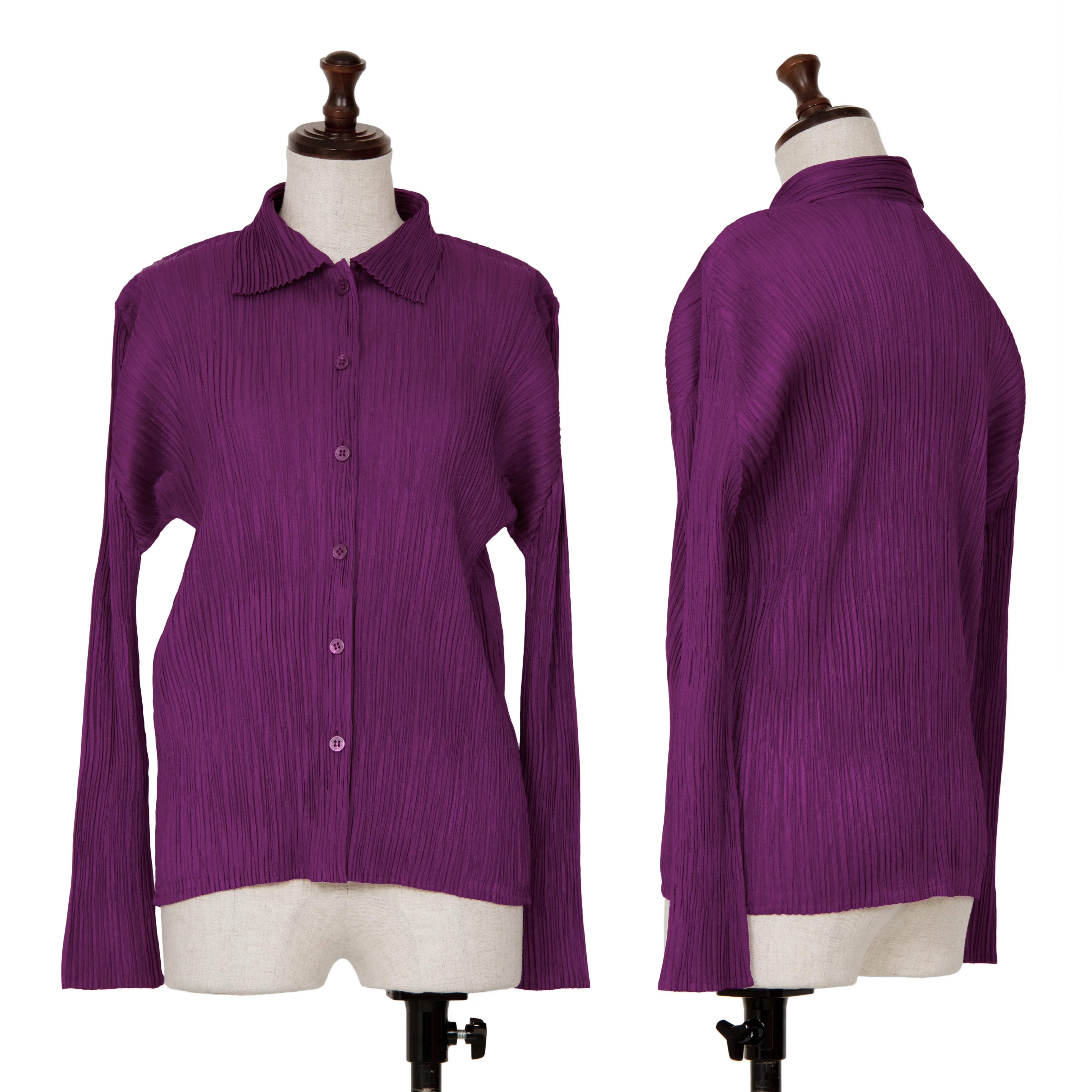 PLEATS PLEASE パープルシャツ PLEATS PLEASE Pleated Long Sleeve Shirt Purple 3 (K-125399