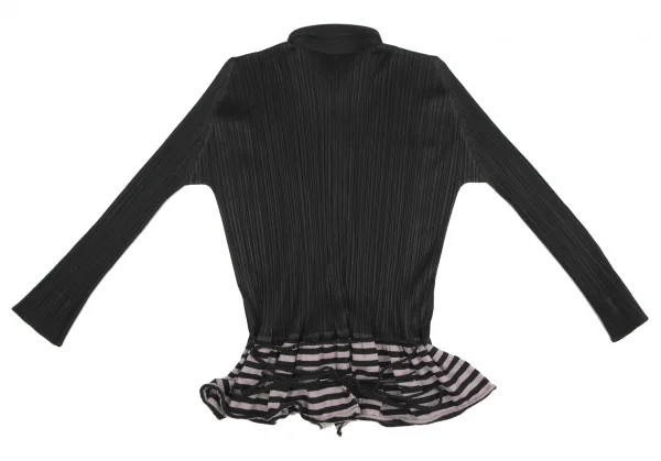 PLEATS PLEASE Hem Stripe Switching Pleated Shirt K-125400_013