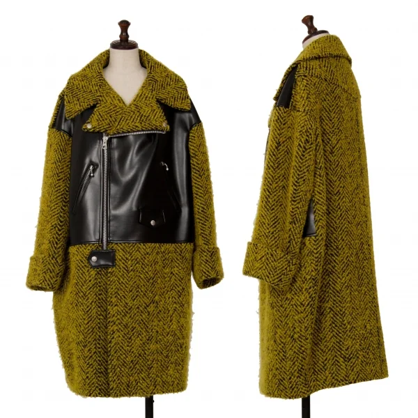 JUNYA WATANABE COMME des GARCONS Rider Jacket Switching Tweed Coat Yellow,Black S K-125404_001