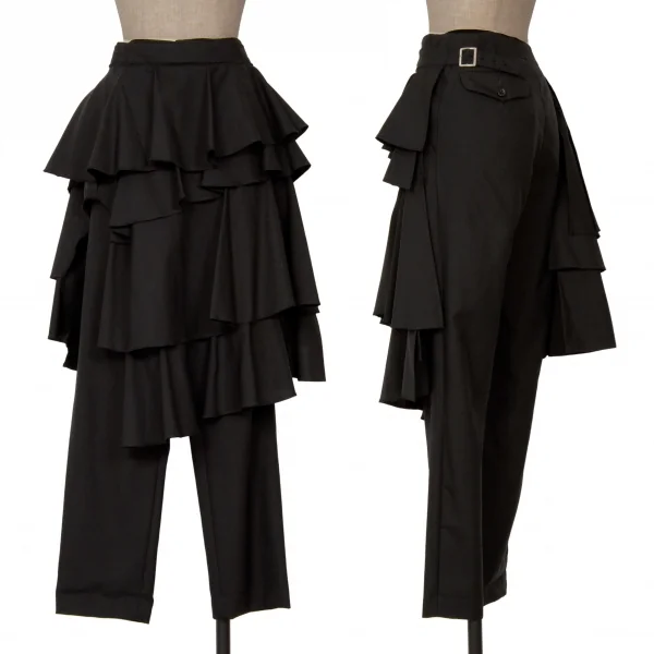 BLACK COMME des GARCONS Frill Skirt Layered Pants Black M K-125410_001