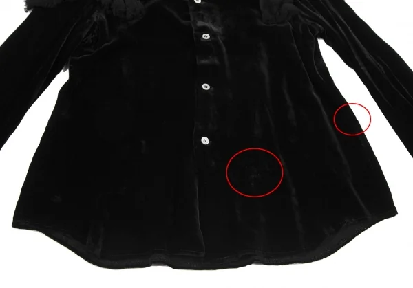 COMME des GARCONS Shoulder Fringe Gathered Decoration Velor Shirt K-125420_011