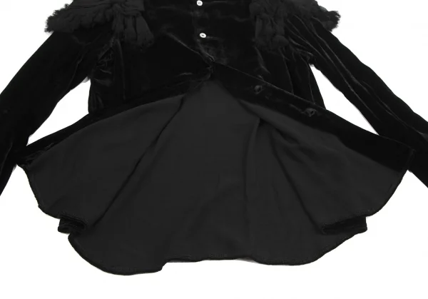 COMME des GARCONS Shoulder Fringe Gathered Decoration Velor Shirt K-125420_014