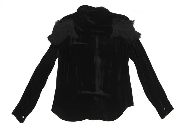 COMME des GARCONS Shoulder Fringe Gathered Decoration Velor Shirt K-125420_015