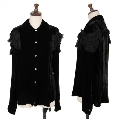 COMME des GARCONS Shoulder Fringe Gathered Decoration Velor Shirt