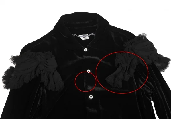COMME des GARCONS Shoulder Fringe Gathered Decoration Velor Shirt K-125420_003
