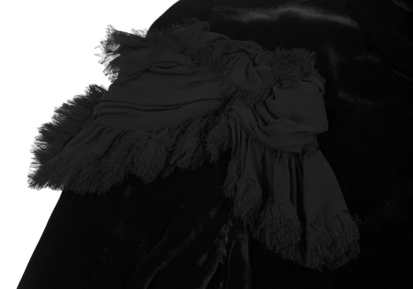 COMME des GARCONS Shoulder Fringe Gathered Decoration Velor Shirt K-125420_006