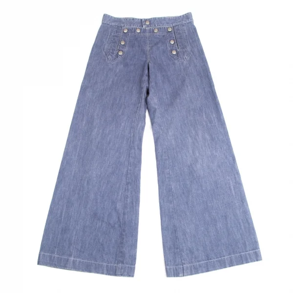 Jean Paul GAULTIER PARIS Back Lace-up Design Sailor Wide Denim Pant Blue 42 K-125426_001