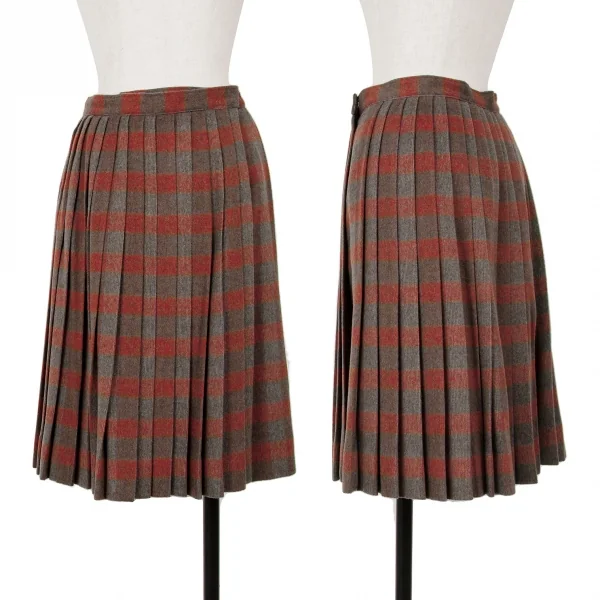 Christian Dior SPORTS Wool Check Pleated Wrap Skirt Red,Blue,Brown M K-125455_001