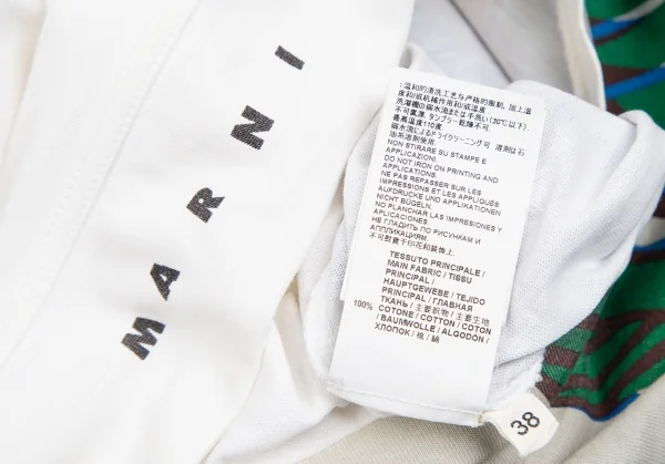 マルニMARNI ボタニカルプリントTシャツ グレー緑青白38 K-125457_014
