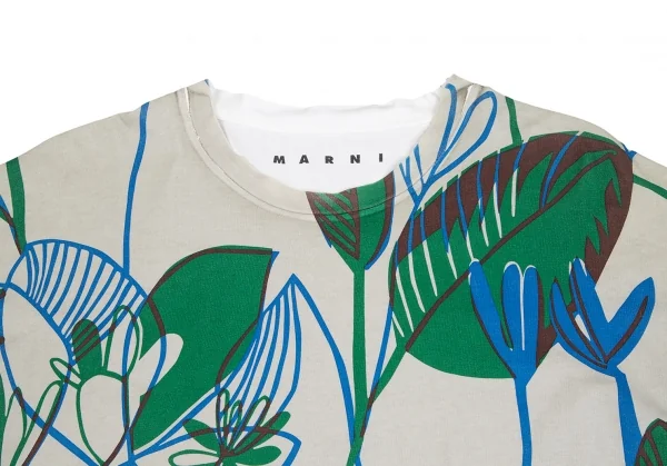 マルニMARNI ボタニカルプリントTシャツ グレー緑青白38 K-125457_003