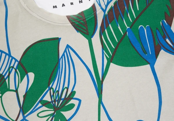 マルニMARNI ボタニカルプリントTシャツ グレー緑青白38 K-125457_005