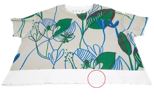 マルニMARNI ボタニカルプリントTシャツ グレー緑青白38 K-125457_008