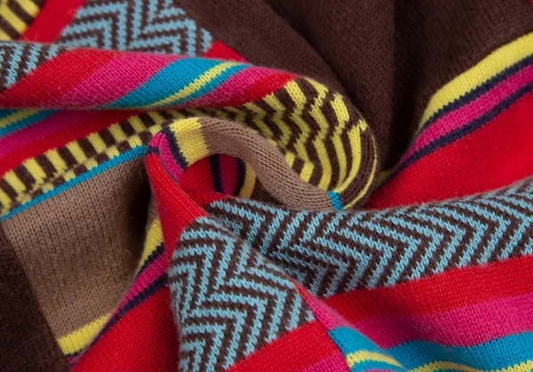 トリココムデギャルソンtricot COMME des GARCONS パッチワーク切替ニットカーディガン 茶マルチM位 K-125461_011