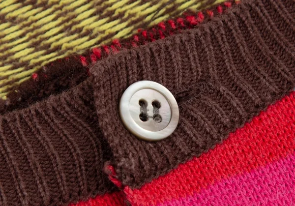 トリココムデギャルソンtricot COMME des GARCONS パッチワーク切替ニットカーディガン 茶マルチM位 K-125461_005