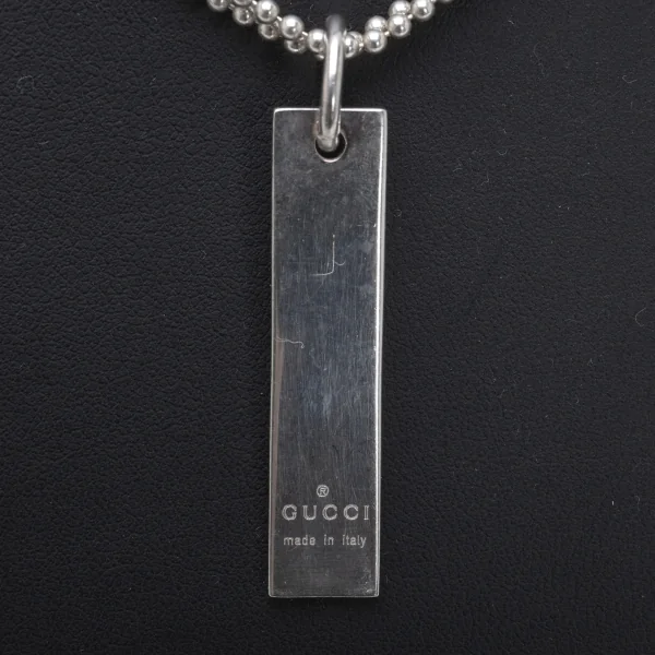 グッチGUCCI ボールチェーンプレートネックレス シルバー K-125470_002