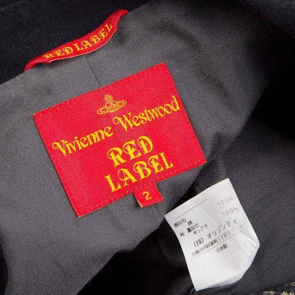 ヴィヴィアンウエストウッド レッドレーベルVivienne Westwood Red Label ベロアラウンドカラージャケット 黒ベージュ2 K-125492_015