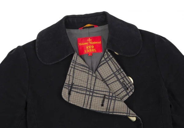 ヴィヴィアンウエストウッド レッドレーベルVivienne Westwood Red Label ベロアラウンドカラージャケット 黒ベージュ2 K-125492_003