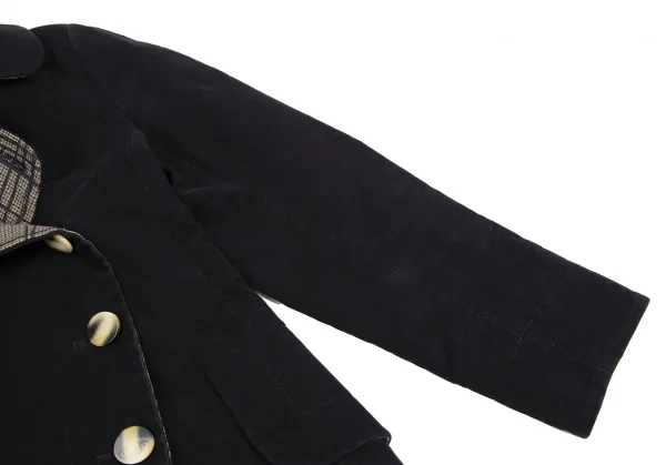 ヴィヴィアンウエストウッド レッドレーベルVivienne Westwood Red Label ベロアラウンドカラージャケット 黒ベージュ2 K-125492_006