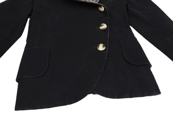 ヴィヴィアンウエストウッド レッドレーベルVivienne Westwood Red Label ベロアラウンドカラージャケット 黒ベージュ2 K-125492_009