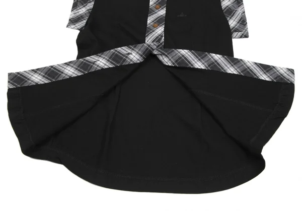 ヴィヴィアンウエストウッド レッドレーベルVivienne Westwood Red Label ラウンドカラーチェック切替ノースリーブシャツ 黒他2 K-125494_010