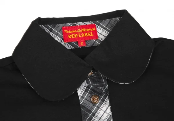 ヴィヴィアンウエストウッド レッドレーベルVivienne Westwood Red Label ラウンドカラーチェック切替ノースリーブシャツ 黒他2 K-125494_004