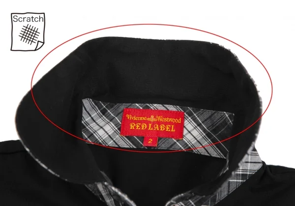 ヴィヴィアンウエストウッド レッドレーベルVivienne Westwood Red Label ラウンドカラーチェック切替ノースリーブシャツ 黒他2 K-125494_005