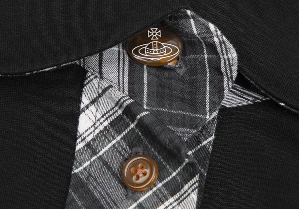 ヴィヴィアンウエストウッド レッドレーベルVivienne Westwood Red Label ラウンドカラーチェック切替ノースリーブシャツ 黒他2 K-125494_006