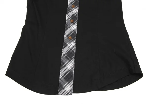 ヴィヴィアンウエストウッド レッドレーベルVivienne Westwood Red Label ラウンドカラーチェック切替ノースリーブシャツ 黒他2 K-125494_009