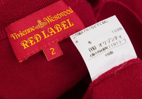 ヴィヴィアンウエストウッド レッドレーベルVivienne Westwood Red Label オーブワンポイント刺繍Vネックカーディガン 赤2 K-125496_012